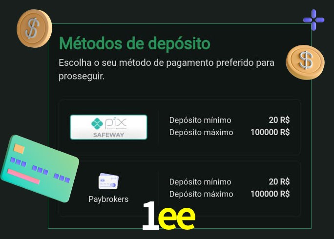 O cassino 1ee oferece uma grande variedade de métodos de pagamento
